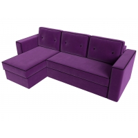 Угловой диван Принстон (микровельвет фиолетовый чёрный) - Изображение 1